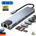 8-in-1 USB C Hub Adapter für MacBook Pro Air HDMI USB 3.0 SD/TF Kartenleser