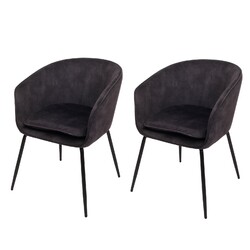 B-Ware 2er-Set Esszimmerstuhl MCW-O28, Stoff/Textil (340g/m²) Metall, dunkelgrau