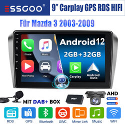Für Mazda 3 2003-09 2+32G DAB+ Carplay Android 12 Autoradio GPS NAVI MIK Kamera