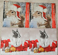 4 Servietten ~   Kaninchen Hase Weihnachten ~ Z 121