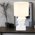Beistellleuchte Tischlampe Nachttischleuchte E14 Skulptur Keramik weiß Textil