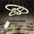 Dimmbar Kristall Hängelampe Drei Ringe Deckenlampe Pendelleuchte Kronleuchter