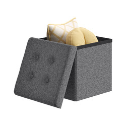 Sitzhocker Stauraum Faltbarer Hocker mit Deckel Fußhocker Sitzwürfel 30x30x30cm ⭐⭐⭐⭐⭐✅Faltbarer ✅17L Mit Abdeckung✅Leinen Sitzfläche✅