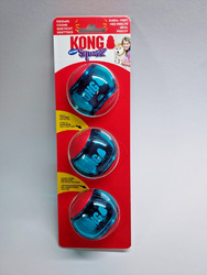 3 Stück KONG Squeezz Action Ball - Größe M ,Bälle, Apportierspaß, Fitness
