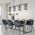 Pendelleuchte Hängelampe Küchenlampe Glas rauch Metall Leuchte schwarz H 120 cm
