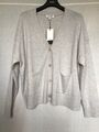 Brandneu mit Etikett Autogramm grau meliert reines Kaschmir V-Ausschnitt Knopfleiste Cardigan XL £119 2025