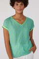 Shirt Damen Calena grün/h,blau/weiß floral/Streifen Viskose Leinen kurzarm 34-48