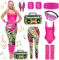 80Er Jahre Outfit Damen Set,80Er Jahre Workout Kostüme Für Damen,90Er 80Er Jahre