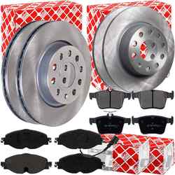 FEBI BREMSSCHEIBEN + BELÄGE VORNE+HINTEN passend für VW GOLF 7 AUDI A3 8V LEONVA 288x25mm // HA 272x10mm // Bitte PR-Nr. beachten