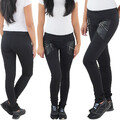 Damen Leggings Jeggings Treggings Stretch Slim Hüft Skinny Röhren Hose Schwarz