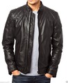 Herren Echt Lammleder Lederjacke Schwarz Biker Motorrad Echt Weich Jacke/Mantel