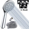Duschkopf Hochdruck Handbrause Duschbrause Wassersparend mit 2m Schlauch 5 Modi