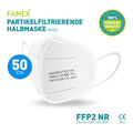50 x FAMEX FFP2  Mundschutz Atemschutzmaske Weiß Partikelfiltrierend CE 2163