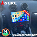 2+64GB Android 14 Carplay Autoradio BT GPS Navi WiFi Für Audi A3 8P S3 2003-2013