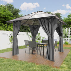 GUNJI Pavillon Aluminium 3x3/4m Garten Pavilon Festzelt mit Seitenteilen PC Dach⭐⭐✔ Aluminium ✔ Wasserdicht ✔ UV50++✔ Qualität ✔⭐⭐