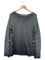 SOCCX Damen Pullover Gr. 38/M Grau Schriftzug Oversized