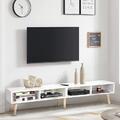 TV Lowboard Sideboard Offen Fernsehtisch Schrank Board Regal Weiß 150cm 4 Fächer