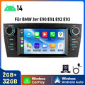 Android 14 Autoradio CarPlay +Kamera 7" GPS Navi Navigation Für BMW 3er E90-E93