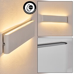 LED Moderne Garten-Wandlampe & Wandleuchte in Weiß, Metall, IP54, 24 Watt 
