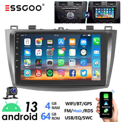 4+64G Android 13 Carplay Autoradio GPS Navi WIFI RDS BT +KAM Für Mazda 3 2010-13
