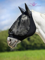 Equi Thème Lycra® integrale Anti-Fliegenmaske mit Ohren schwarz Gr. Pony - XL