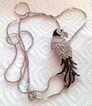 Silberfarbene Schlangenkette 74 cm +  Papagei Anhänger mit Strass 7,5 cm