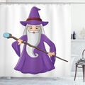 Zauberer Duschvorhang Old Wizard und Magic Stick
