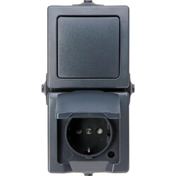 Kopp NAUTIC – Aus-/Wechselschalter-Steckdosenkombination, senkrecht, Anthrazit 