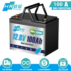 12V 100AH LiFePO4 Lithium Batterie BMS Akku Wohnmobile Solaranlage RV+Ladegerät