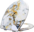 Fanmitrk WC Sitz Absenkautomatik, Toilettendeckel Klodeckel Duroplast (Marmor)