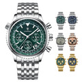 POEDAGAR Herren Chronograph Uhr Luxus Sport Edelstahl Wasserdicht Armbanduhr