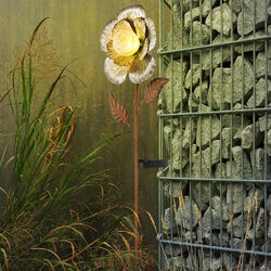 LED Erdspieß Lampe Blume rost SOLAR Steck Leuchte Garten Terrassen Beleuchtung