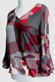 REKEN MAAR Bluse Tunika Chiffon bordeaux-rot-grau Schlupf V-Aussch Gr 38 NEU R94