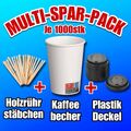 Kaffeebecher Pappbecher 0,2l/0,3l Coffee To Go Becher + Deckel & Stäbchen - NEU