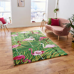 Große mehrfarbige moderne Flamingo natürliche Blumen dicke Qualität Wohnzimmer Teppiche