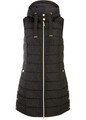 Neu Glänzende Long-Steppweste mit Kapuze Gr. 42 Schwarz Damen Stepp-Weste Jacke