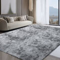 Grauer Shaggy Teppich 200x300cm | Weich Luxus Hochflor | Wohnzimmer Schlafzimmer