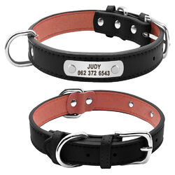 Personalisiert Hundehalsband Verstellbar Weiches Leder Halsband mit Namen Gravur
