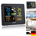 BALDR Wetterstation Funk mit Außensensor, Digital Farbdisplay DCF-Funkuhr Innen