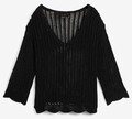 Ajour Pullover Gr. 40/42 Schwarz Damen Sommerlicher Strickpullover Neu