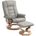 Relaxsessel mit Hocker, Drehbar Fernsehsessel mit Liegefunktion Kunstleder, Grau
