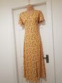 VINTAGE STIL HIPPY CHIC GELB BLUMEN MIDI/MAXIKLEID - Gr. 12-14