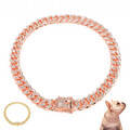 Strasssteine Hundekette Haustier Kette Hund Metall Gold Halsband Kettenhalsband 