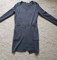Strickjacke lang, grau,  Peter Hahn Gr. 36, mit 2 Taschen und. Gürtelschlaufen