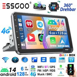 DAB+ CarPlay Android 14 1 DIN 6+128GB Autoradio 360° Drehbar Bildschirm GPS NAVI