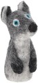 Handgemachte Fingerpuppe aus Filz - Polarfuchs 1 - 9*4*3 cm