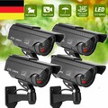 4er Kamera Dummy Überwachungskamera Außen Innen LED Attrappe Sicherheitkamera