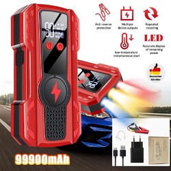 Auto KFZ Starthilfe Jump Starter 12V 99900mAh Ladegerät Booster Power Bank PKW