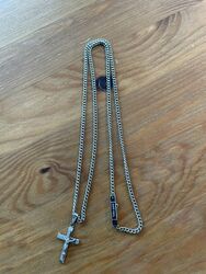 Halskette mit Kreuz Anhänger Jesus 925er, Kette  60 cm Lang ,Diesel