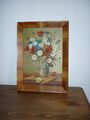 Kunst Bild mit Holzrahmen  handgemalt Blumen Bauermalerei Bauerkunst Vintage